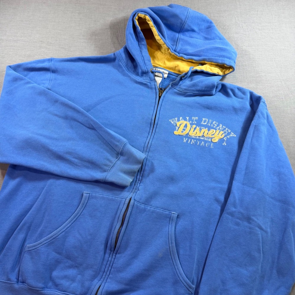 Disney Parks Zip Hoodie Mens Large Blue Fair Vintage 71 Distressed Graphic
